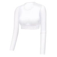 white upf50 golf mesh layering top of side view
