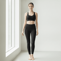 Women Black Cropped Yoga Leggings