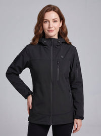 #black Women Heated Hooded Softshell Jacket