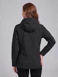 #black back of Women Heated Hooded Softshell Jacket