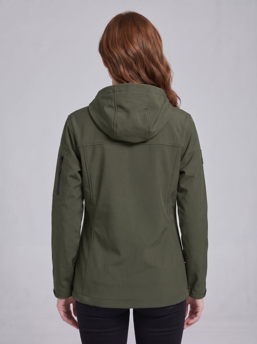 #armygreen back of Women Heated Hooded Softshell Jacket