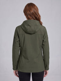 #armygreen back of Women Heated Hooded Softshell Jacket