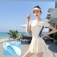 Sun Protection Short Sleeve Dress Swimming Costume ladies