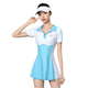Sun Protection Short Sleeve Dress Swimming Costume light blue