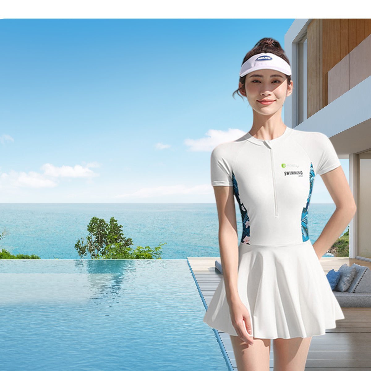 Women UPF50+ Sun Protection Jumpsuit swimming costume by Anniou