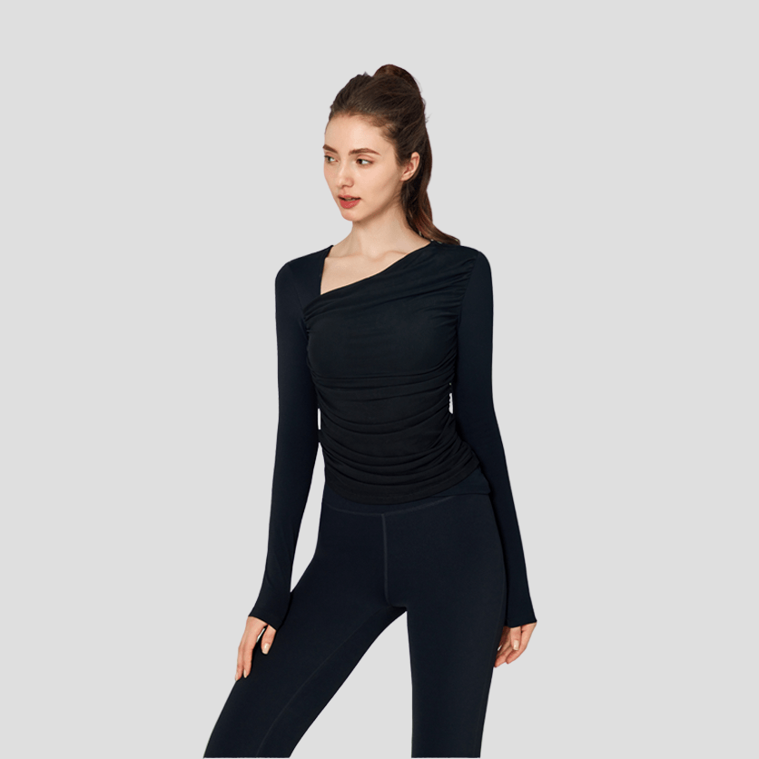 women's UV Black Slant Collar Top