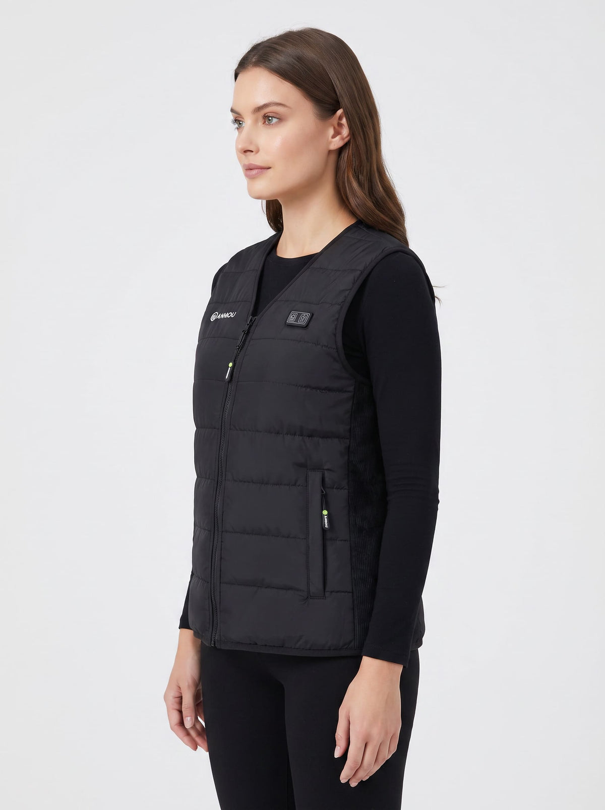 women's black v-neck heated vest