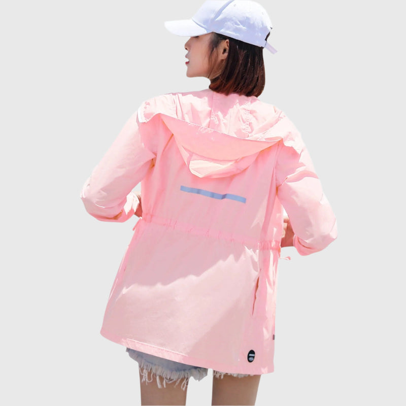 pink hooded UPF 50+ Trench Coat