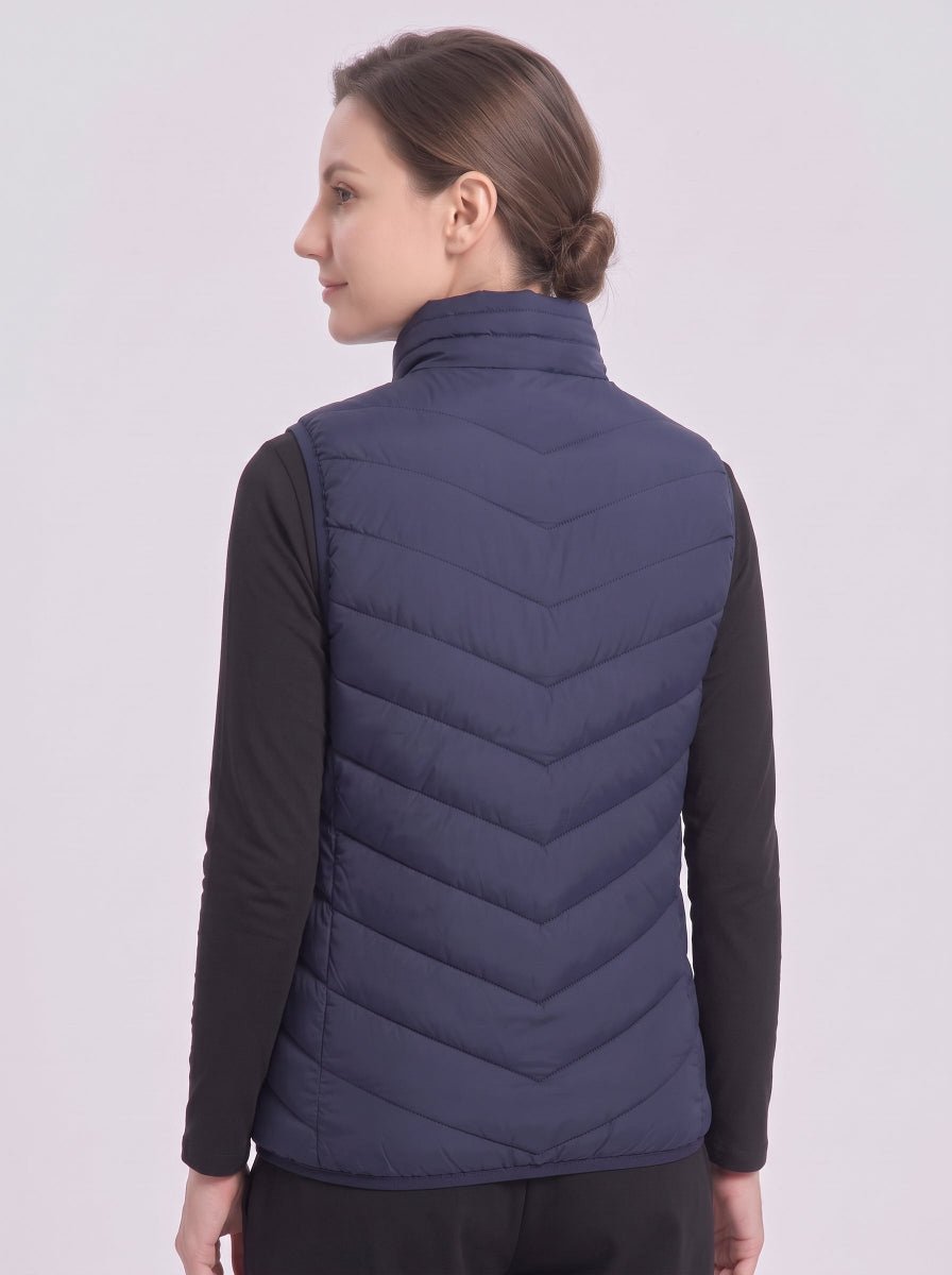 #Navy rear of Women's 15 Zones Quilted Heated Vest