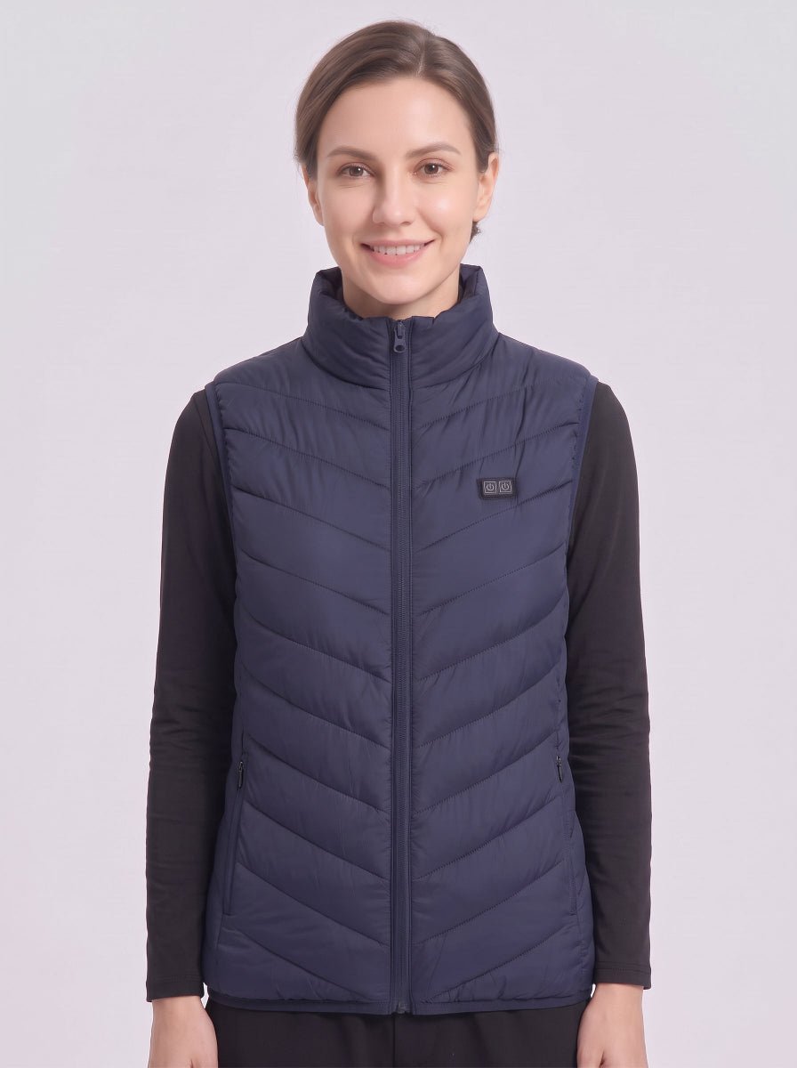 Women's 15 Zones Quilted Heated Vest in #navy