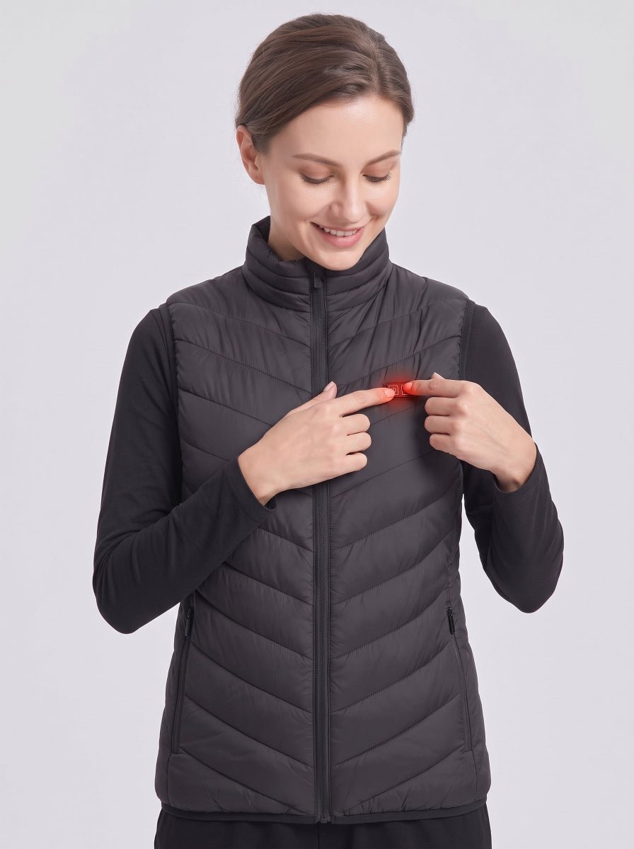 #Black Women's Dual Switch Quilted Heated Vest