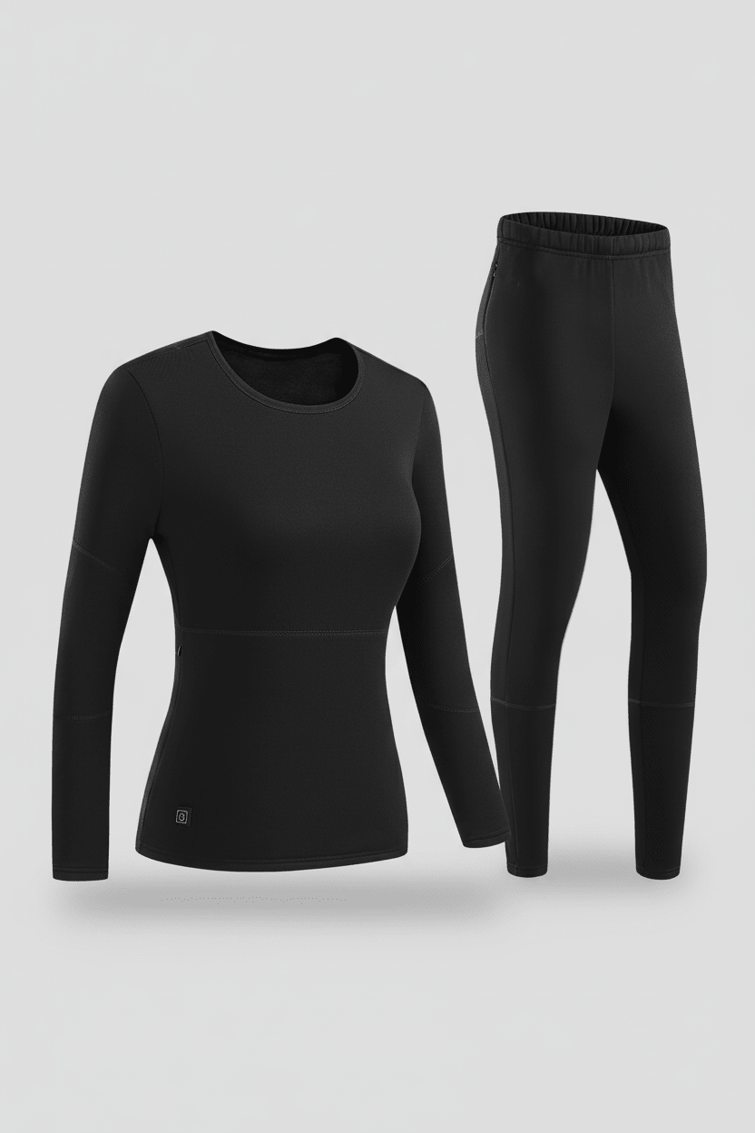Womens Black 28 Area Heated Thermals set