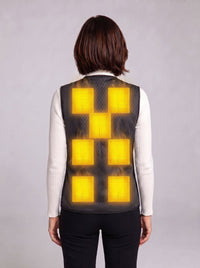 Women’s Heated Vest Back View Showing Rear Heating Panels