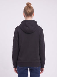 back of Womens #Black Full-Zip Heated Hoodie