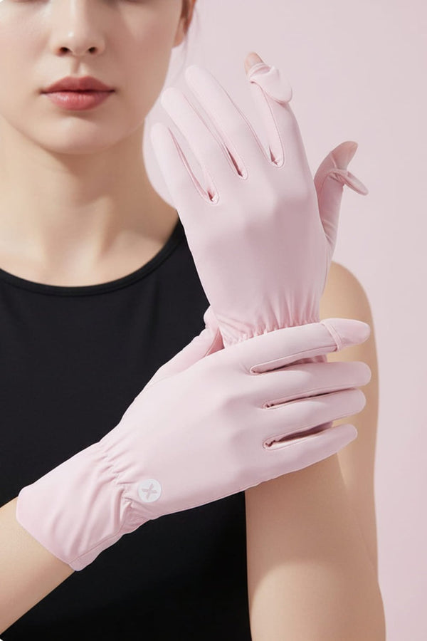 Pink breathable Sun Protection Gloves with UPF 50+