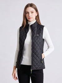 Women's Zip up Diamond Quilted Heated Vest in #black