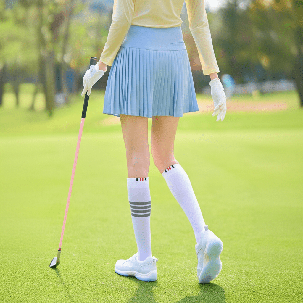 Reaf of Women's Blue Golf Performance Pleated Skort