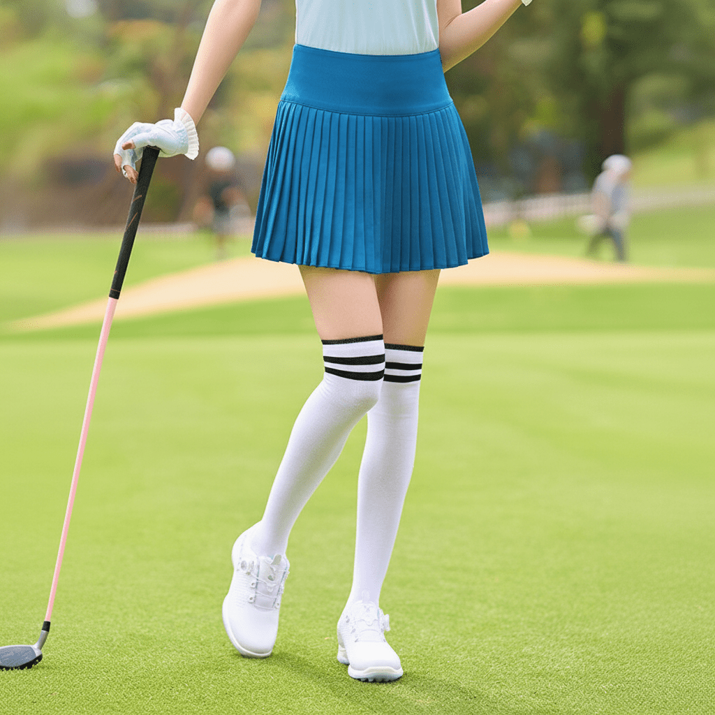 Women's Dark Blue Golf Performance Pleated Skirt