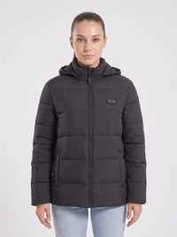 #Black Womens Heated Dual Control Padded Jacket