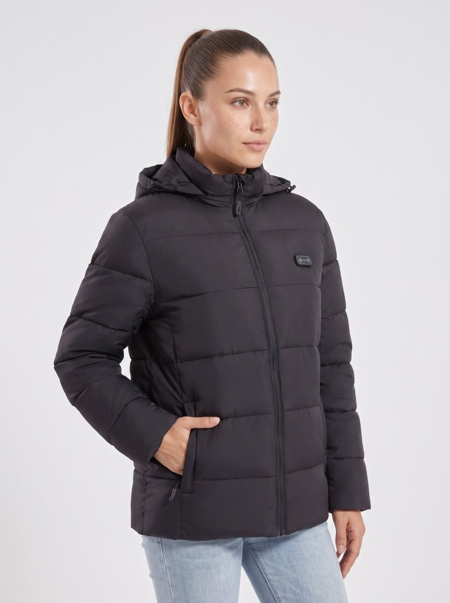 #Black Womens Heated Padded Jacket