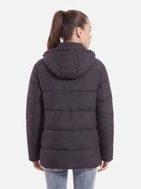 Back of #black Womens Heated Padded Jacket
