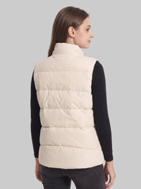 #beige back of Women's Heated Duck Down Gilet