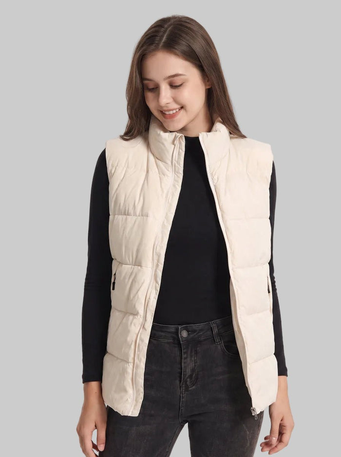 #beige Women's Heated Duck Down Gilet