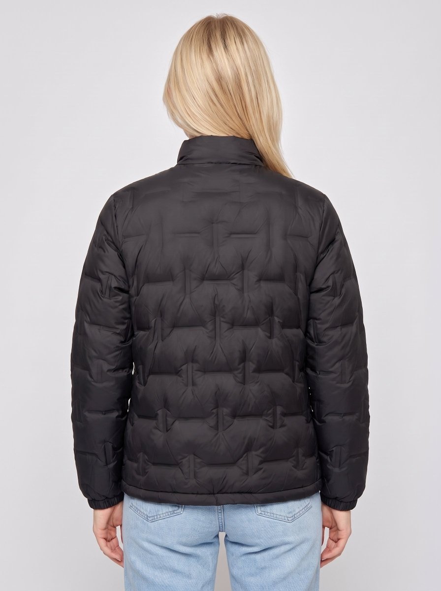 Back view of #Black Womens Heated White Duck Down Jacket