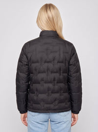 Back view of #Black Womens Heated White Duck Down Jacket