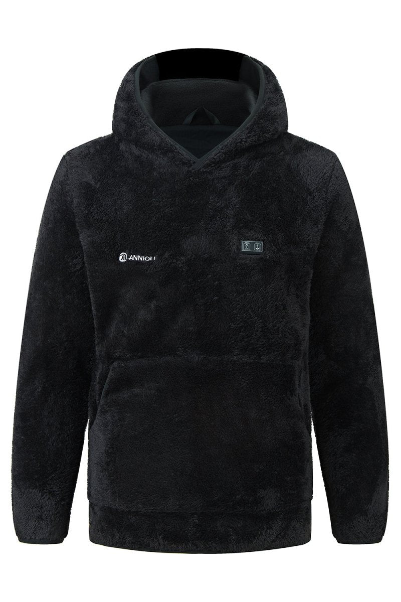 Black Heated Fleece Hoodie by Anniou