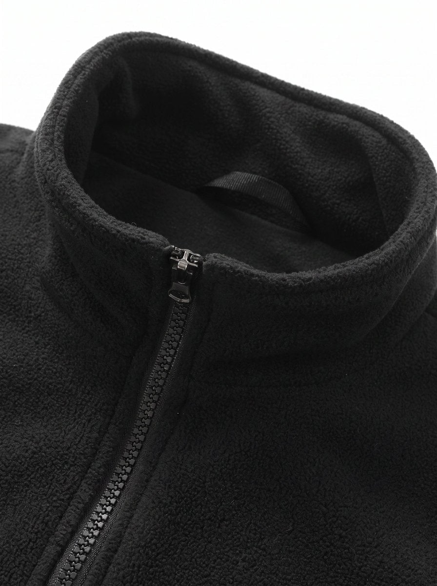 stand collar #black heated fleece jacket