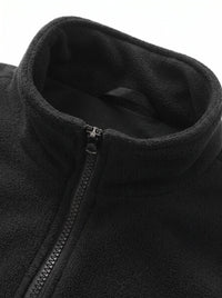 stand collar #black heated fleece jacket
