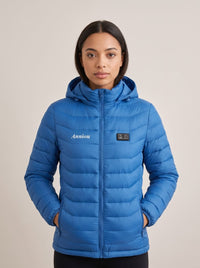Womens blue heated puffer jacket