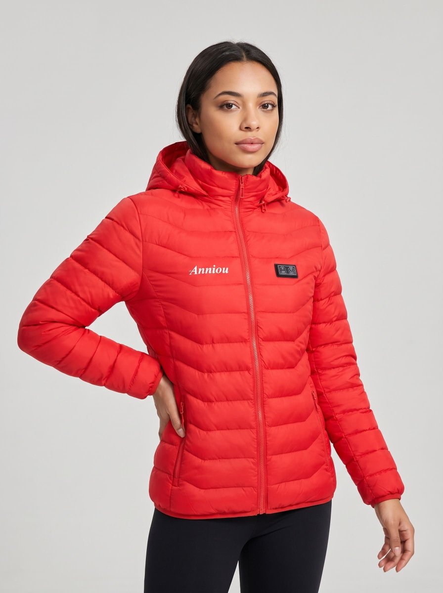 Womens red heated puffer jacket