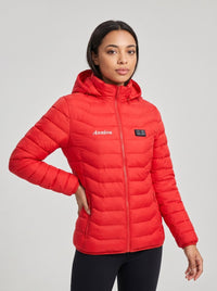 Womens red heated puffer jacket