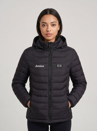 Womens black heated puffer jacket