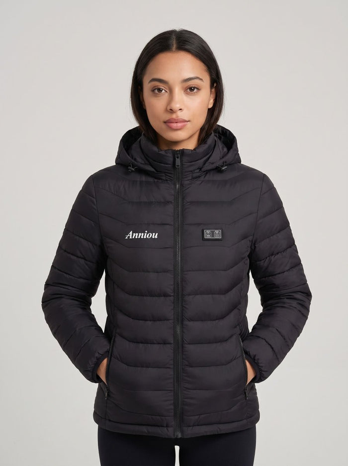 Womens black heated puffer jacket