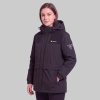 women #black hooded thermal softshell jacket