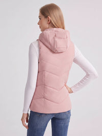 Back of Women's #Pink Hooded Heated Gilet