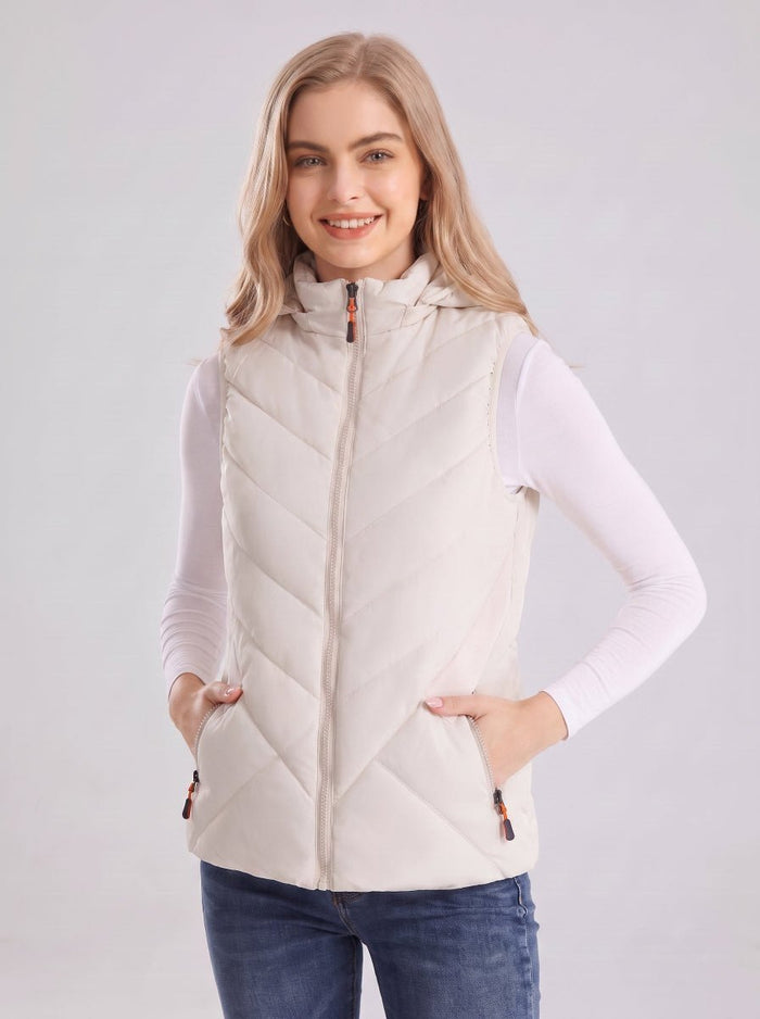 Women's #White Hooded Heated Gilet