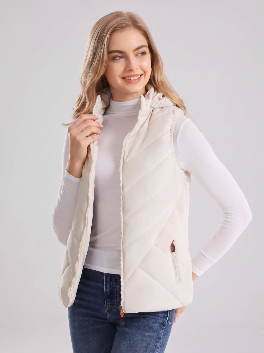 #white Lightweight Sleeveless Electric Heating Gilet