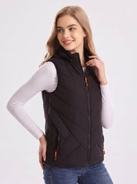 Women's #Black Hooded Heated Gilet Side view
