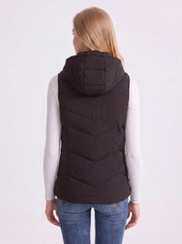 Women's #Black Hooded Heated Gilet Back vies