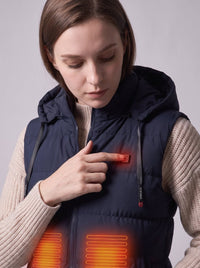 #navy single button control heated gilet