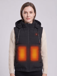 #black Women's Hooded Heated Puffer Vest