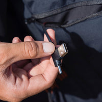 usb port detail of #Pink Heated Softshell Jacket