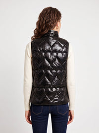 Rear of Women's #Black Quilted Heated Gilet