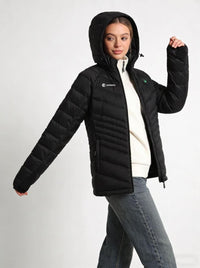 #black Women's Quilted Heated Puffer Jacket