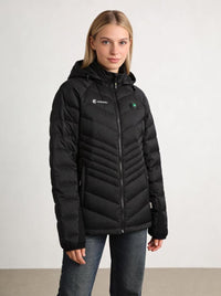 Women's Black Quilted Heated Puffer Jacket