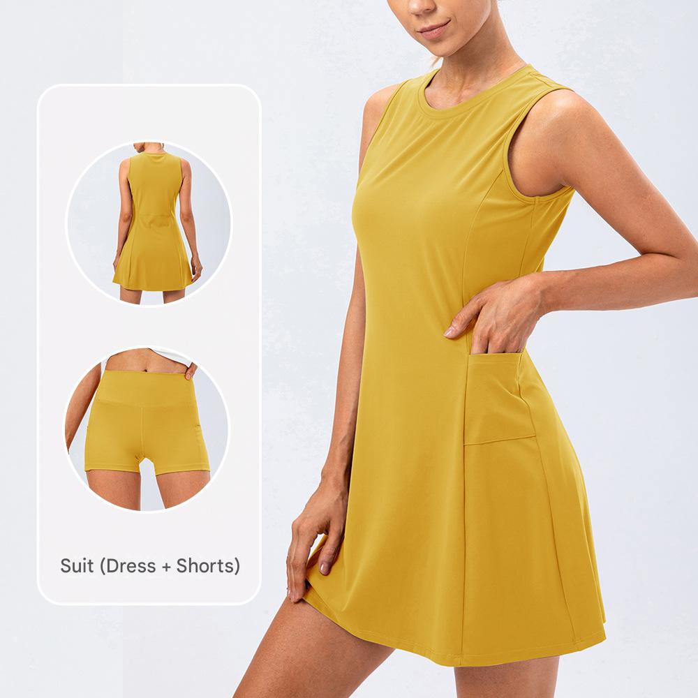 Yellow tennis Skirt Two - Piece Set